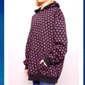 Shane Dawson (Size L) Black & Pink Monogram Logo Print Unisex LS Hooded Sweater